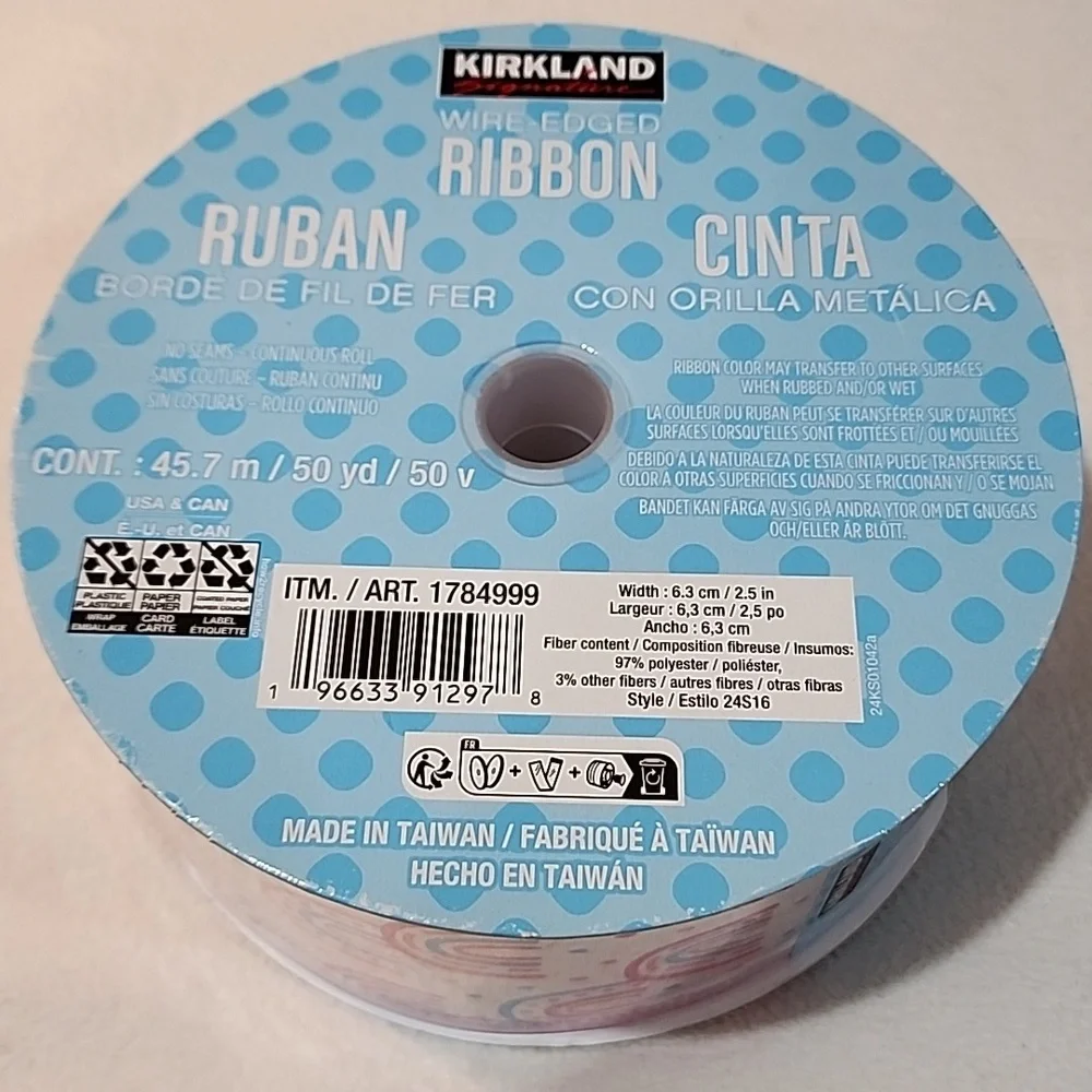 3 Rolls Kirkland Wire-edged Ribbon, 138 yards approx total
